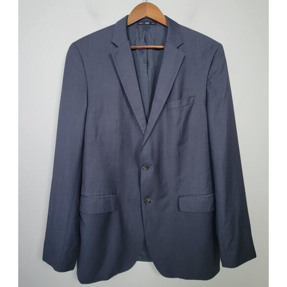 Hugo Boss Guabello Super 130s Blazer Mens 42L Wool Navy Blue Regular Fit - Picture 1 of 16